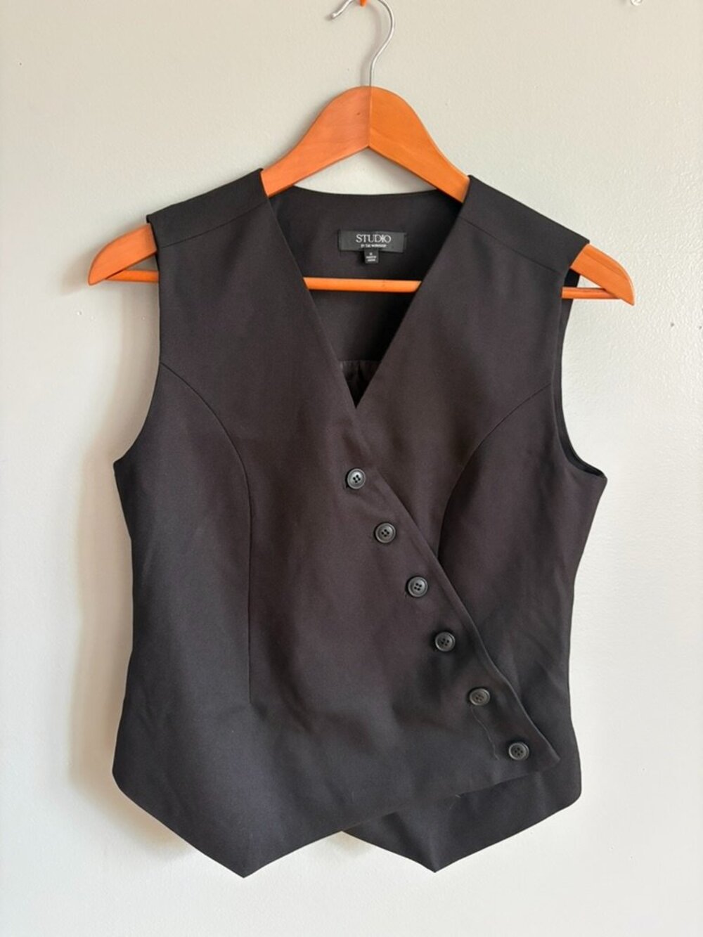 Black Asymmetric Button Down Vest Size M Studio by The Workshop